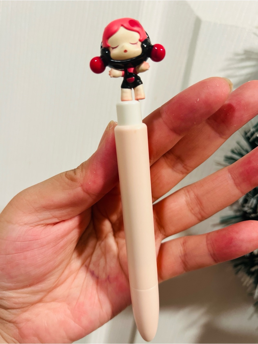 Cute “Skullpanda” Topper Pink Kids Pen - Charming Character Design